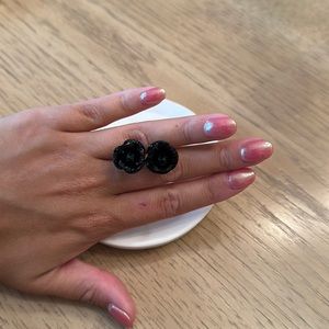 Black Flower Shape Earrings